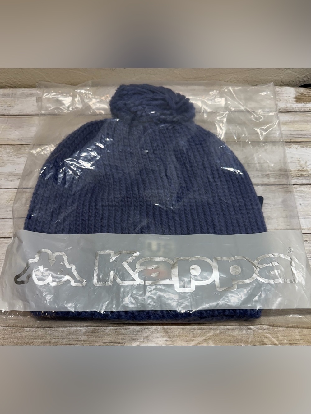New Kappa 5Cento Flock3 US ski team Issued Pom Beanie Blue Fiord Unisex NWT